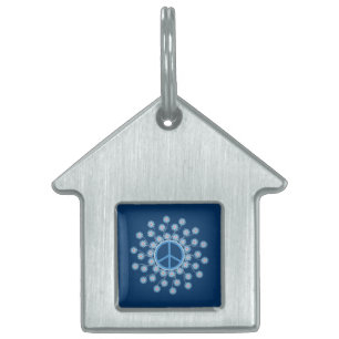 Placa Para Mascotas Flores de signos de paz
