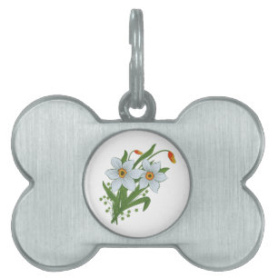 Placa Para Mascotas Flores de tulipanes y daffodils