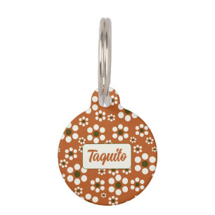 Placa Para Mascotas Flores florales de terracota de México