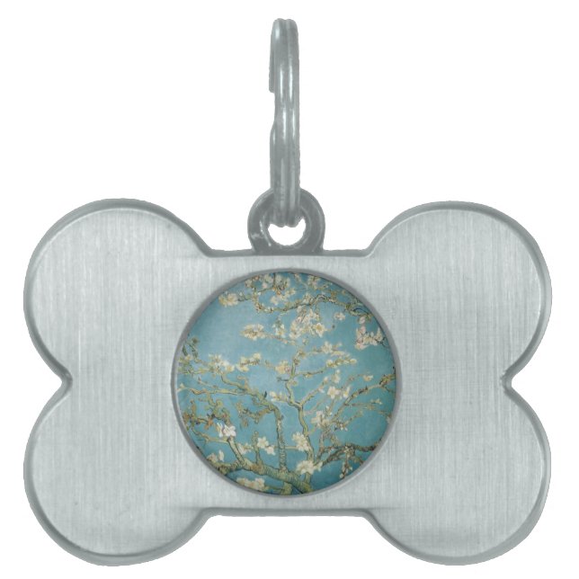 Placa Para Mascotas Flores Gogh Ramas Flores de Almendro Naturaleza (Frente)