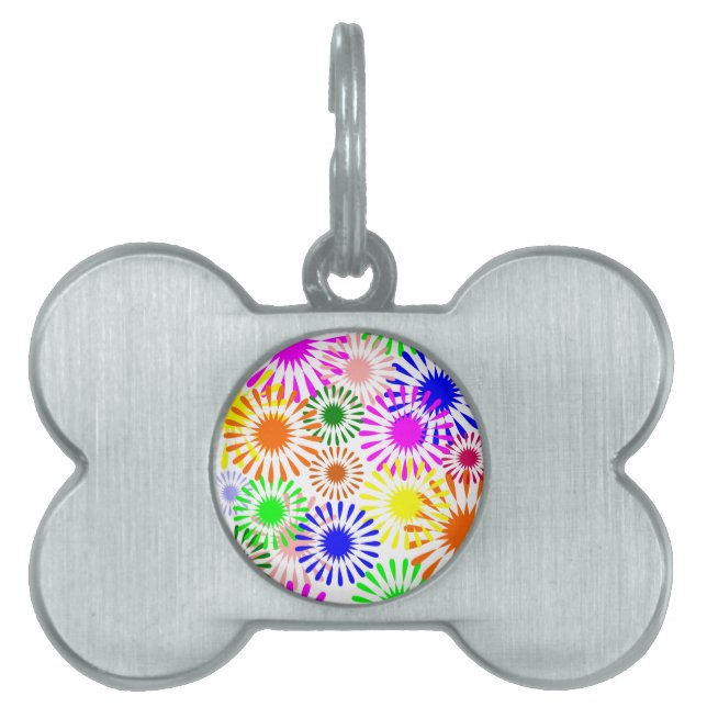 Placa Para Mascotas Flores multicolores (Frente)