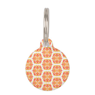 Placa Para Mascotas Flores Naranjas, Patrón De Flores, Patrón Floral