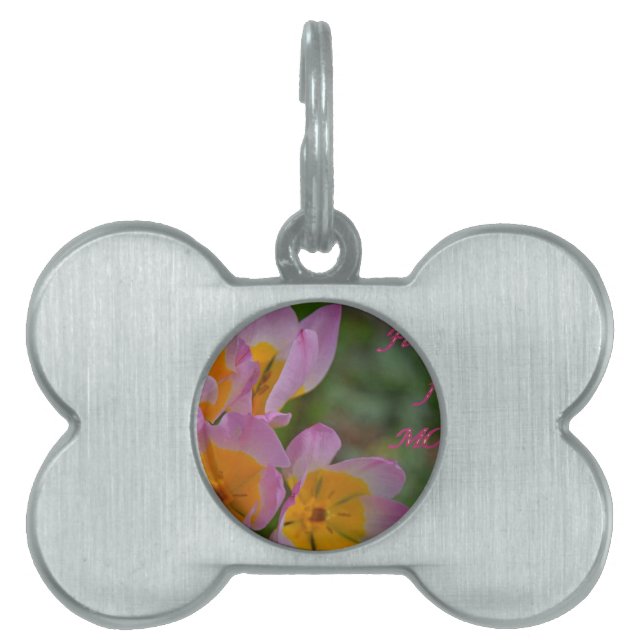 Placa Para Mascotas Flores para mamá (Frente)