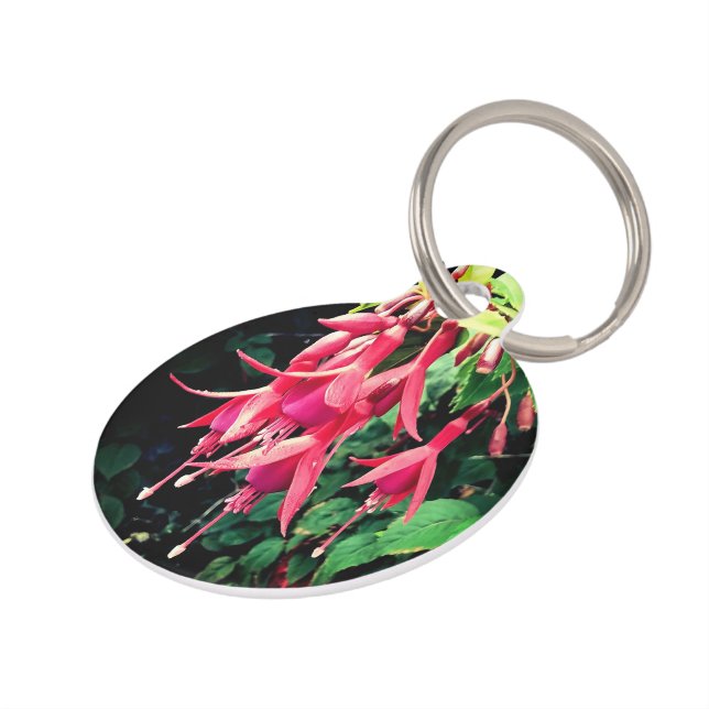 Placa Para Mascotas Flores rojas (Lateral)