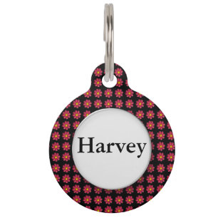 Placa Para Mascotas Flores rojas minúsculas