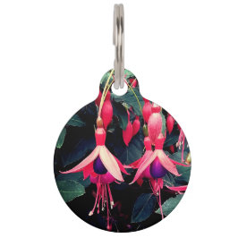 Placa Para Mascotas Flores rojas y violetas