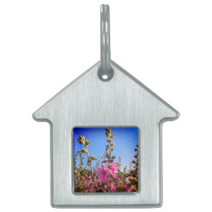 Placa Para Mascotas Flores rosadas