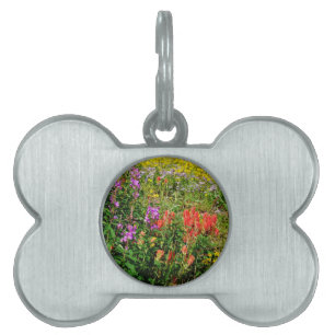 Placa Para Mascotas Flores silvestres de Montaña Rocosa