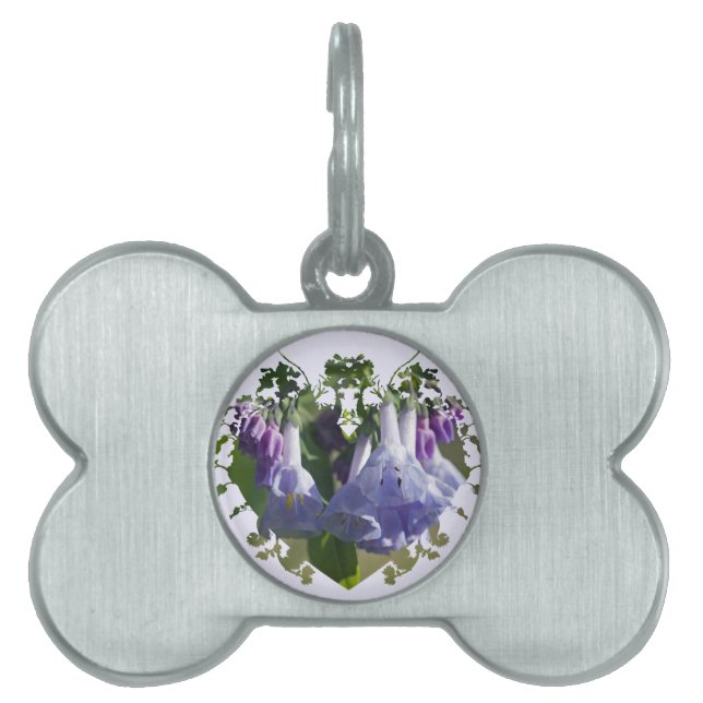 Placa Para Mascotas Flores silvestres de Virginia Bluebells (Frente)