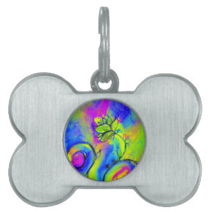 Placa Para Mascotas FLORES SIMILARES color rosa amarillo azul violeta