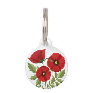 Placa Para Mascotas Flores veraniegas alegres con adormidera