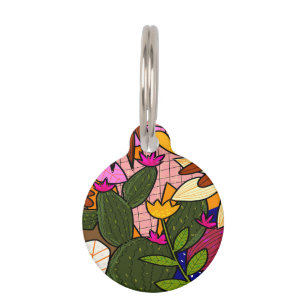 Placa Para Mascotas Flores y hojas tropicales abstractas