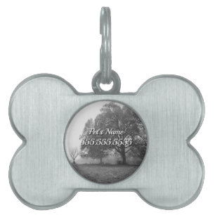 Placa Para Mascotas Foggy Otoño Moral Grayscale Pet Tag
