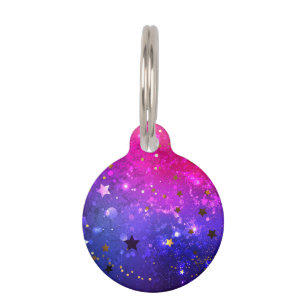 Placa Para Mascotas Fondo azul rosa brillante