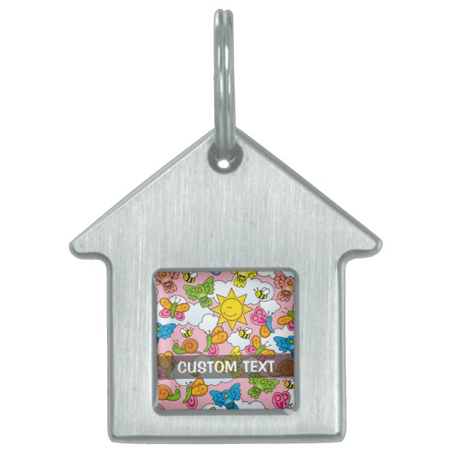 Placa Para Mascotas Fondo de animales para bebés (Frente)