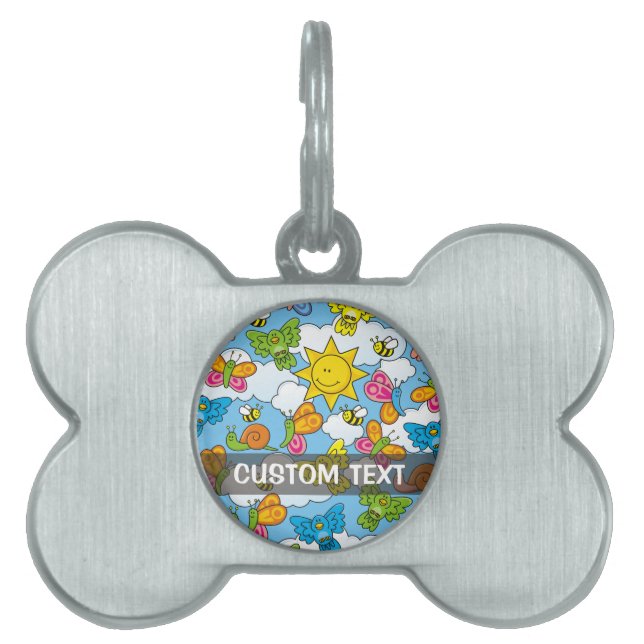 Placa Para Mascotas Fondo de animales para bebés (Frente)