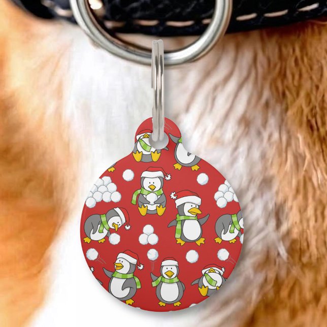 Placa Para Mascotas fondo de pingüinos de Navidad (Subido por el creador)