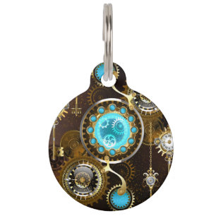 Placa Para Mascotas Fondo de roscas de vapor con lentes turquesas