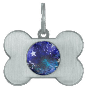 Placa Para Mascotas Fondo espacial con estrellas
