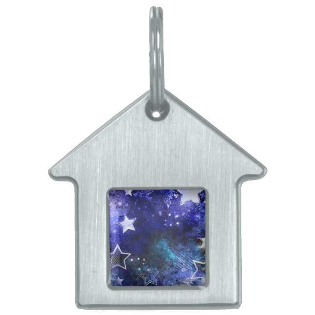 Placa Para Mascotas Fondo espacial con estrellas (Frente)