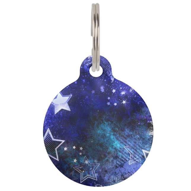 Placa Para Mascotas Fondo espacial con estrellas (Anverso)