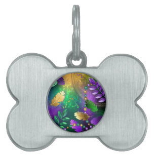 Placa Para Mascotas Fondo irlandés mardi gras con cuentas