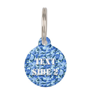 Placa Para Mascotas Fondo militar del camuflaje azul