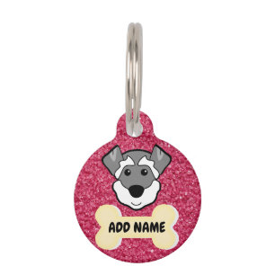 Placa Para Mascotas Fondo rosa de Schnauzer gris puro