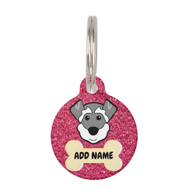 Placa Para Mascotas Fondo rosa de Schnauzer gris puro (Anverso)