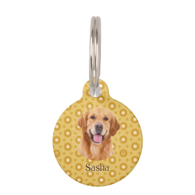 Placa Para Mascotas "Forever Golden Retriever Floral (Anverso)