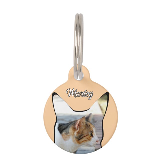 Placa Para Mascotas Forma de foto de gato (Anverso)