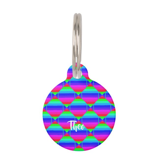 Placa Para Mascotas Formas de arco iris bloqueadas (Anverso)