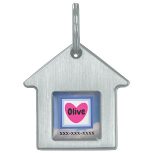 Placa Para Mascotas Foto de cielo nublado con nombre en piel de corazó