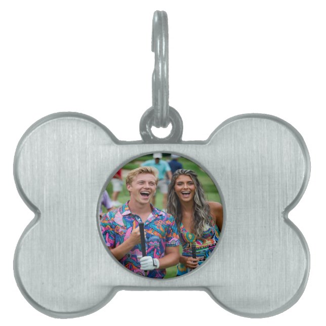 Placa Para Mascotas Foto de Golf Personalizar (Frente)