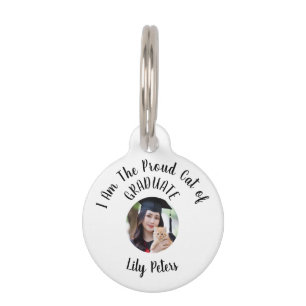 Placa Para Mascotas Foto de graduado con gato