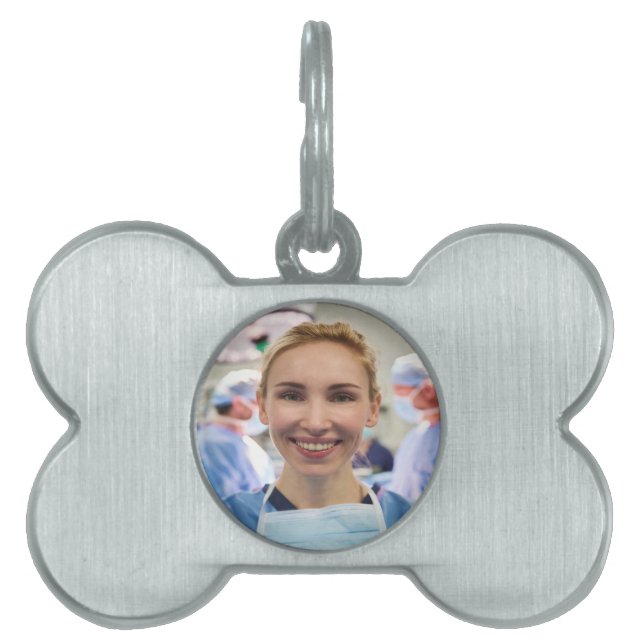 Placa Para Mascotas Foto de médico personalizar (Frente)