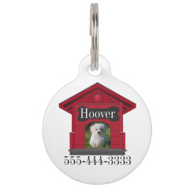 Placa Para Mascotas Foto de perro subida Dog House con etiqueta de ide