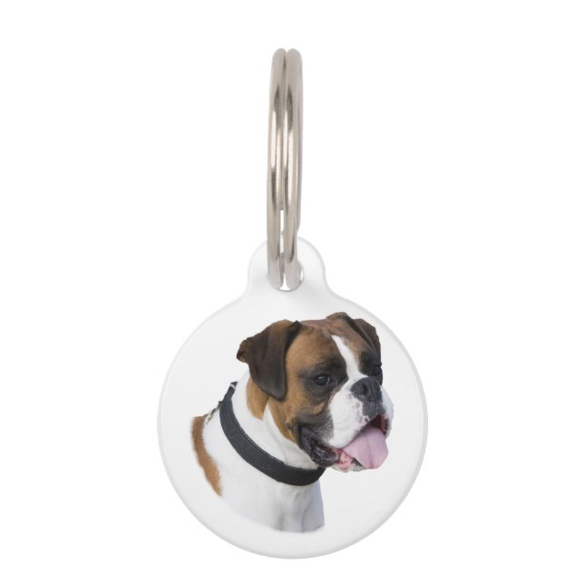 Placa Para Mascotas Foto de retrato de perro de Boxer (Anverso)