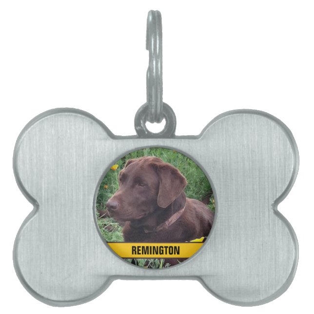 Placa Para Mascotas Foto de su Personalizado y nombre del Mascota (Frente)