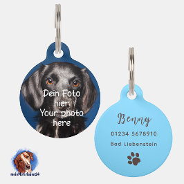 Placa Para Mascotas Foto deines Haustieres | blau