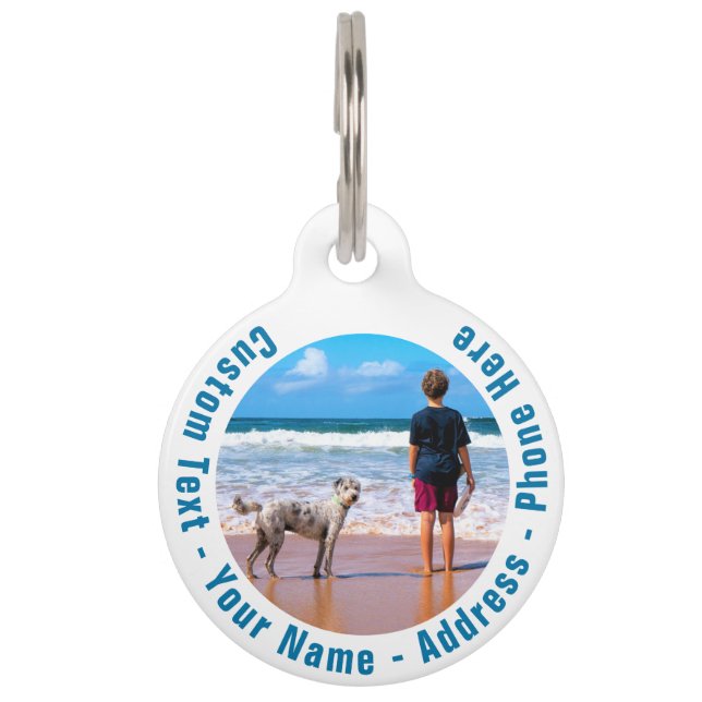 Placa Para Mascotas Foto personalizado y texto personalizado etiqueta  (Anverso)