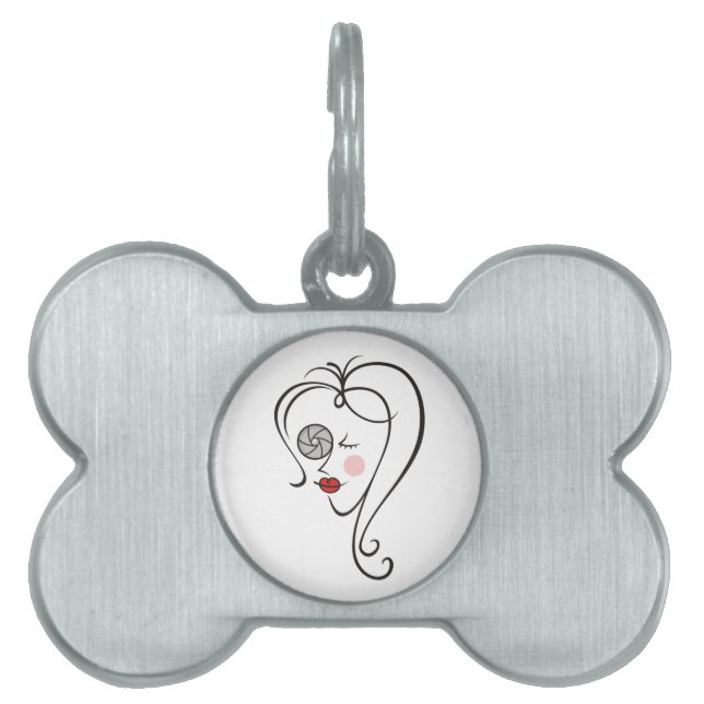 Placa Para Mascotas Fotógrafa femenina (Frente)