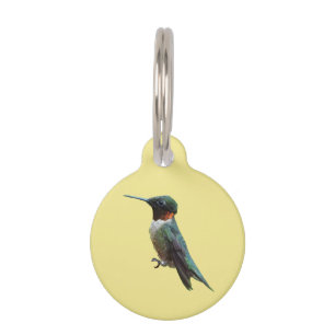 Placa Para Mascotas Fotografía de pájaro húmedo con trompetas de rubí