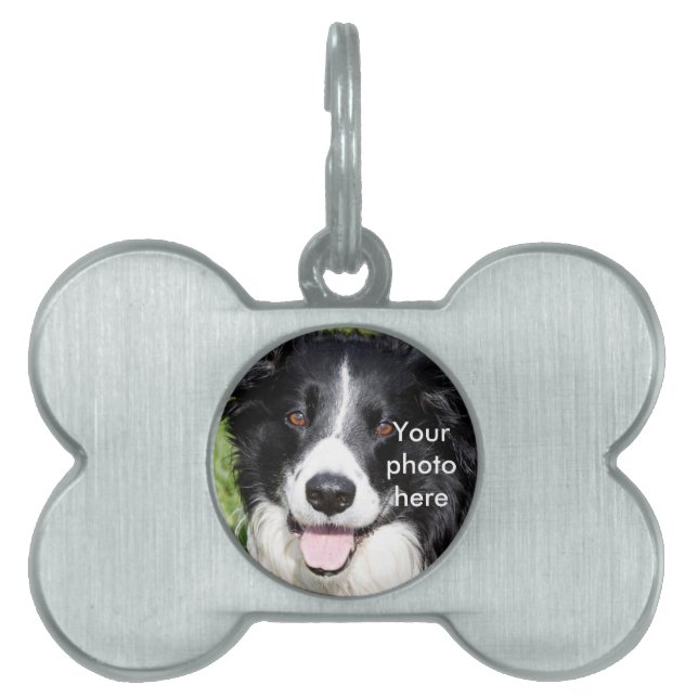 Placa Para Mascotas Fotografía de un perro feliz (Frente)