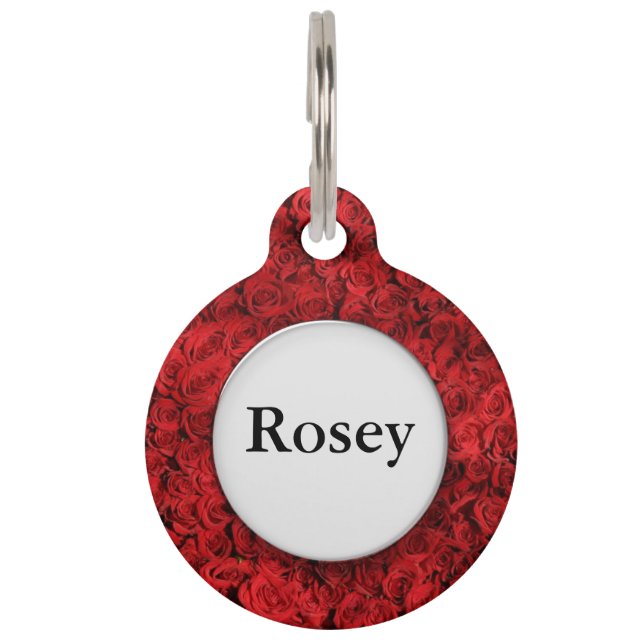 Placa Para Mascotas Fragmento de rosas rojas (Anverso)