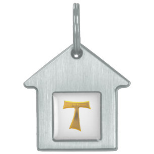 Placa Para Mascotas Franciscan Tau Cross Pax Et Bonum Gold Metallic