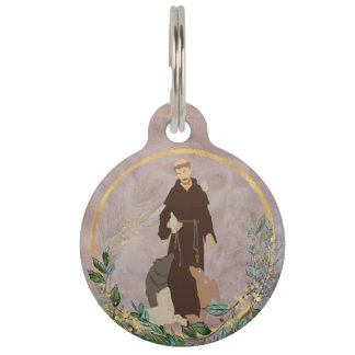 Placa Para Mascotas Francisco de Asís, Mascota de oro de mármol