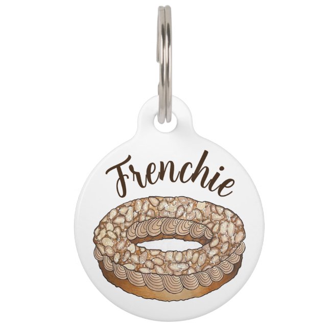 Placa Para Mascotas Frenchie French Paris Brest Choux Pastel Postre (Anverso)