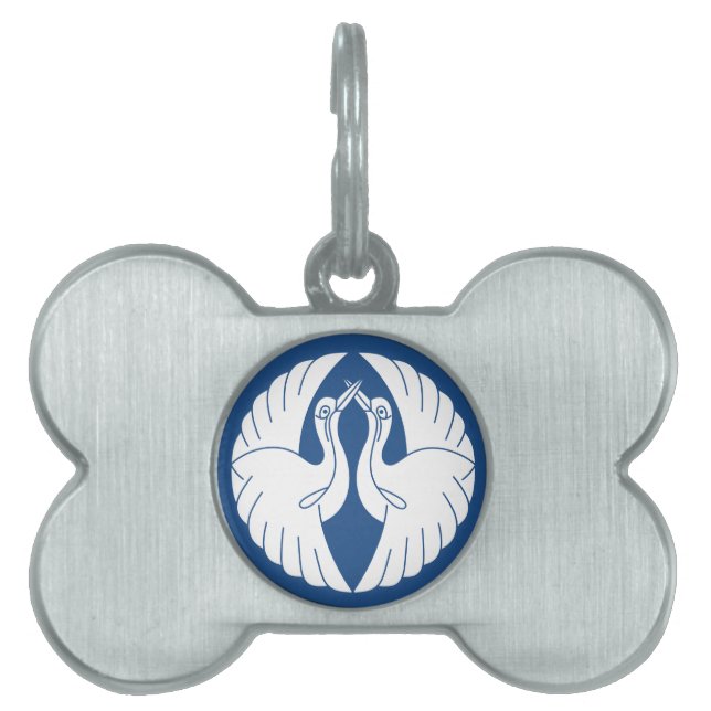 Placa Para Mascotas Frente a grúas blancas (Frente)