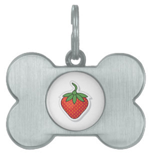 Placa Para Mascotas Fresa dulce rojo